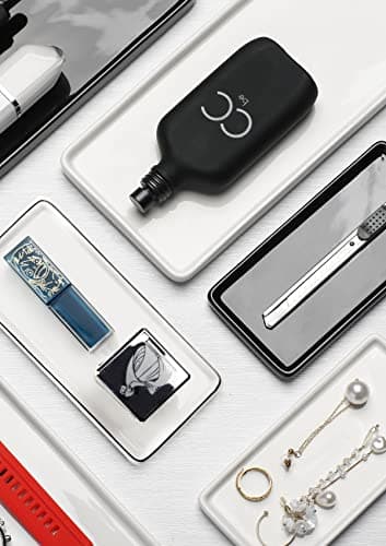 Nucookery 6" Small Rectangular Vanity Sink Tray for Bathroom,Ceramic Kitchen Soap Tray,Comestic Holder Bathtub Organizer (6", Set/1) 6