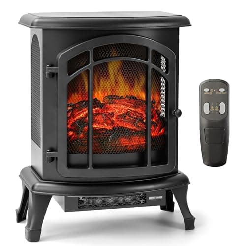 24" Electric Fireplace Heater Stove - Infrared Heater with Realistic LED 3D Flames and Remote Contro, Fire Place Electric, Fake Freestanding Fireplace for Indoor Use, Timer, 750 | 1500W
