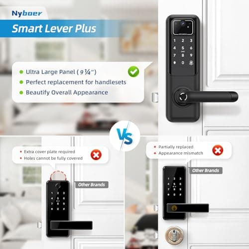 WiFi Smart Door Lock with Fingerprint & Camera - Keyless Entry with Handle & Keypad 6