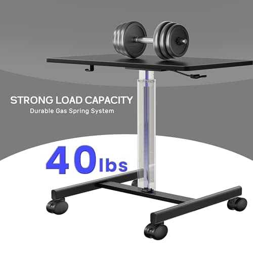 GallopFun Mobile Laptop Standing Desk Adjustable Height, Small Mobile Desk Workstation with Wheels, Portable Rolling Computer Desk Cart for Home Office Classroom (Black) 6