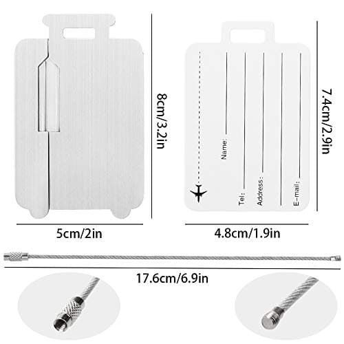 Aluminum Luggage Tags Brushed Metal Texture, Durable Suitcase Luggage Bag Tags (3 Colors) 6