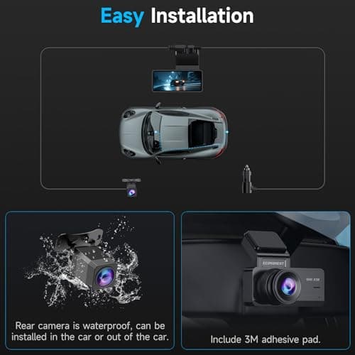Dash Cam Front and Rear, 2.5K Dual Dash Camera for Cars, Car Camera with 3.16" IPS Screen, 170° Wide Angle, WDR Night Vision, G-Sensor, 24H Parking Monitor, 32GB Card Included, Support 256 GB Max 9