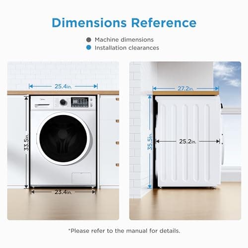 Midea 24 Inch All-in-One Front Load Washer Dryer Combo, 2.7 Cu.ft 26lbs Ventless Full-Automatic Washing Machine with Steam Care, Overnight Dry, 1400 RPM 16 Wash Cycles, White 9