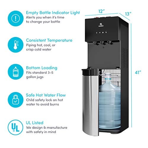 Avalon A4BLWTRCLR Bottom Loading Water Cooler Water Dispenser - 3 Temperature Settings - Hot, Cold & Room Water, Durable Stainless Steel Cabinet, Bottom Loading - UL/Energy Star Approved 6