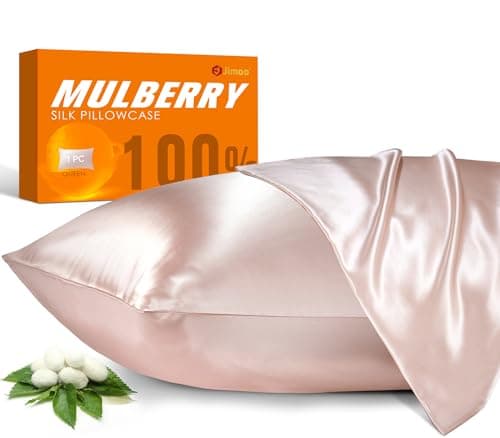 100% Mulberry Silk Pillowcase for Hair and Skin, 22 Momme Pure Natural Silk Pillow Case Both Sided with Zipper, Pillow Cover for Women Mom Men (Light Pink, Standard 20''×26'', 1 Pack)