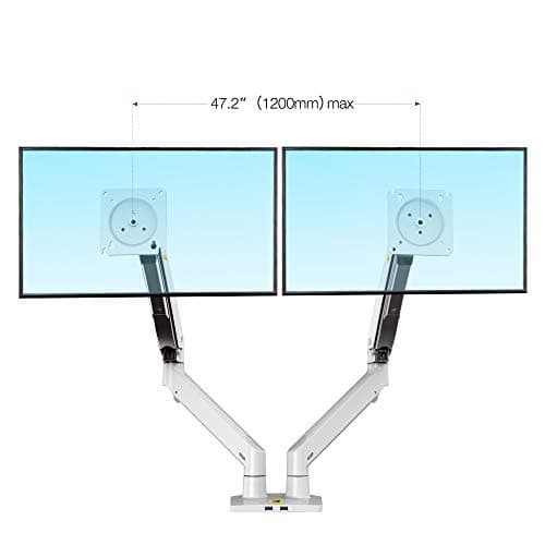 NB North Bayou Dual Monitor Desk Mount Stand Full Motion Swivel Computer Monitor Arm Fits 2 Screens up to 32'' with Load Capacity 6.6~26.4lbs for Each Monitor G75-W 8