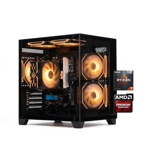 ALCPOK Gaming PC Desktop, AMD Ryzen 7 5700G 3.8GHz, 16GB DDR4 3200MHz RAM, 1TB NVMe SSD, 550W Bronze Power Supply, ARGB Fans,Tower Computer for Office,Light Gaming,Photo Editing
