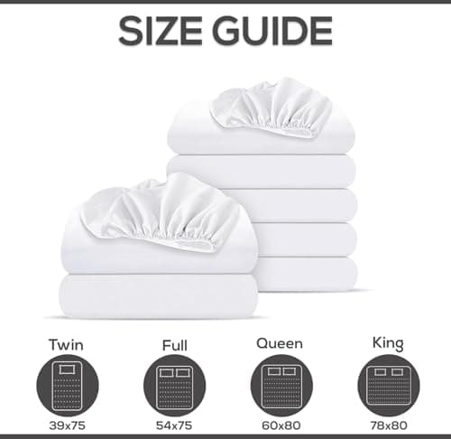 Oakias Twin Fitted Sheets White - Pack of 6 Bottom Sheets - Soft Brushed Microfiber Elastic for Bed - Shrinkage & Fade Resistant - Machine Washable 5