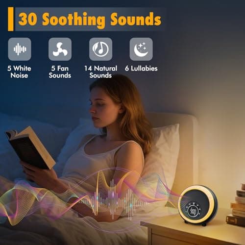 Night Light Bluetooth Speaker Alarm Clock, Portable Sound Machine with White Noise, Touch Bedside Lamp for Bedroom, Dimmable Warm Light, RGB Color Changing, Best Gifts for Teenage Boys Girls 4