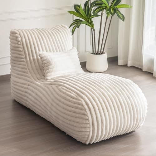 MAXYOYO Chaise Lounge with Pillow, Ergonomic Chaise Lounge Chair Indoor, Soft Fabric Velvet Floor Sofa, Fainting Couch for Bedroom Living Room