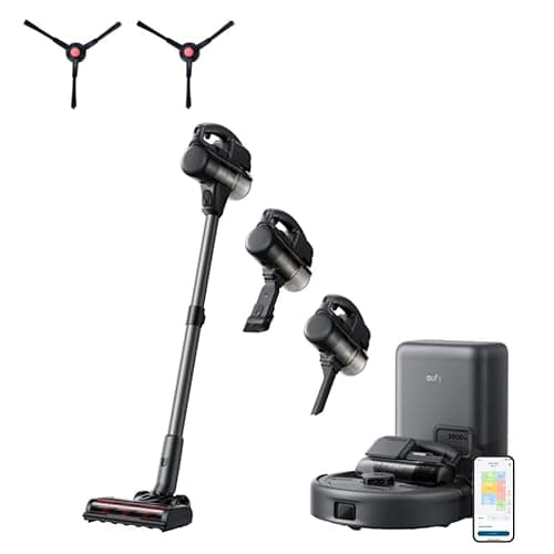 eufy Robot Vacuum 3-in-1 E20, with Versatile Stick and Handheld Vacuum Cleaner Combo,Self Emptying Up to 75 Days, Max 30,000Pa, Smart Obstacle Avoidance + Official 2X Side Brushes