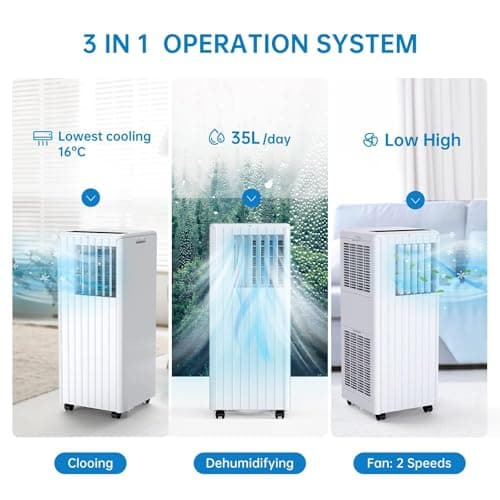 Hipicute 8,000 BTU Portable Air Conditioner, Smart Control, Cools up to 350 Sq. Ft., with Dehumidifier & Fan mode, Easy- to-use Remote Control & Window Installation Kit Included 3