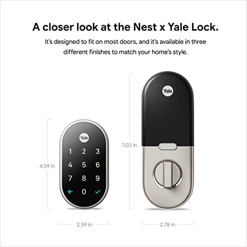 Google Nest x Yale Lock - Tamper-Proof Smart Lock for Keyless Entry - Keypad Deadbolt Lock for Front Door - Satin Nickel 12
