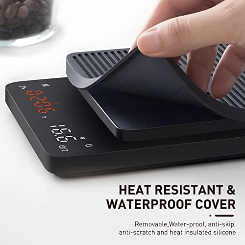 BAGAIL BASICS Coffee Scale with Timer, 0.1g High Precision Kitchen Scale, Pour Over Coffee Scale, Drip Espresso Scale with Auto Tare, Touch Sensor and Silicone Cover - 6.6 lbs/3 kg 6