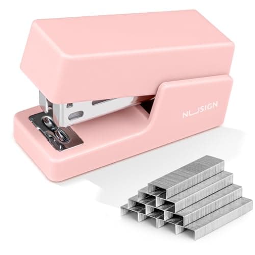 NUSIGN Mini Stapler with 830 Staples, Small Cute Desk Staplers, 25 Sheet Capacity, Pink