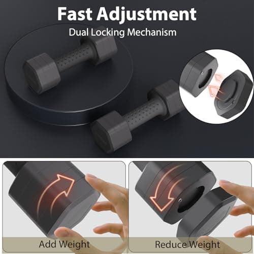 Adjustable Dumbbell Set of 2, Adjustable Dumbbells 5lb with TPU Soft Rubber Handle for Home Gym Exercise Training, Hand Weights for Women at Home (Black) 6