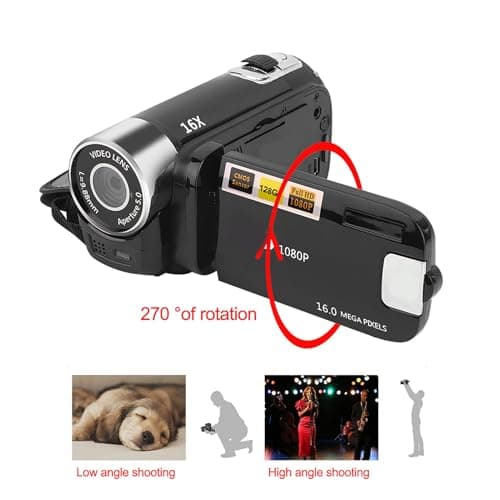 Digital Camcorder, DH-90 16X Digital Zoom 2.7 Inch Colourful Display Screen, High Definition Camera Image Video Shooting Camcorder US Plug 110-240V 5