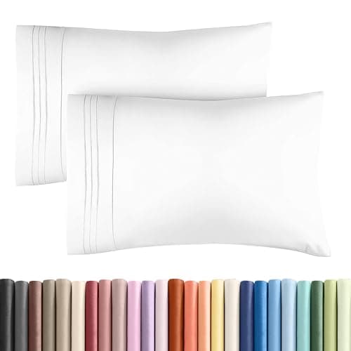 King Pillow Cases Set of 2 - Ultra Soft Hotel Quality Pillowcase Covers - Comfy, Cozy & Wrinkle Free - Shrinkage, Stain and Fade Resistant - Machine Washable Pillow Protectors - 2 Piece Set - White