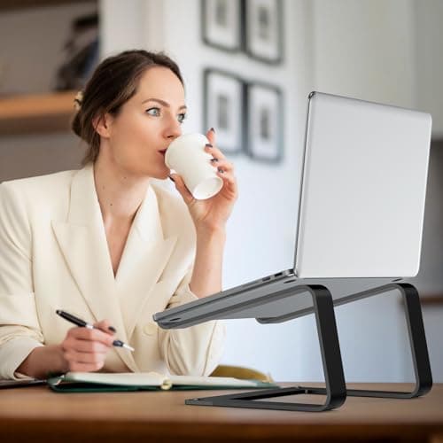 Tonmom Laptop Stand for Desk, Aluminum Laptop Riser Holder, Removable Metal Notebook Stand Ventilated Cooling Computer Riser Compatible with 10-15.6” Laptops 7