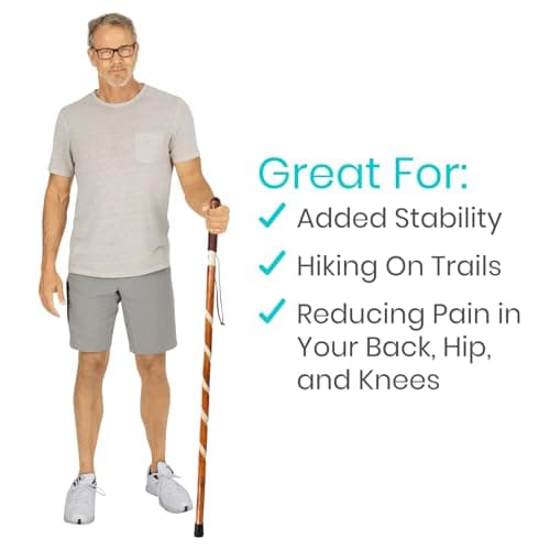Vive Wooden Walking Stick - Willow Cane for Seniors Hiking & Balance - Heavy Duty Carved Twisted Wood Sticks for Men & Women - Stylish Support Pole for Outdoor Trekking & Weight Bearing 8