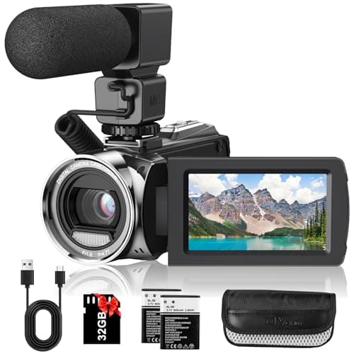 Video Camera Camcorder FHD 1080P 36MP Vlogging Camera for Youtube Video Recorder 3.0" 270 Degree Rotation Screen Video Cameras for Filming with Microphone,32GB SD Card and 2 Batteries