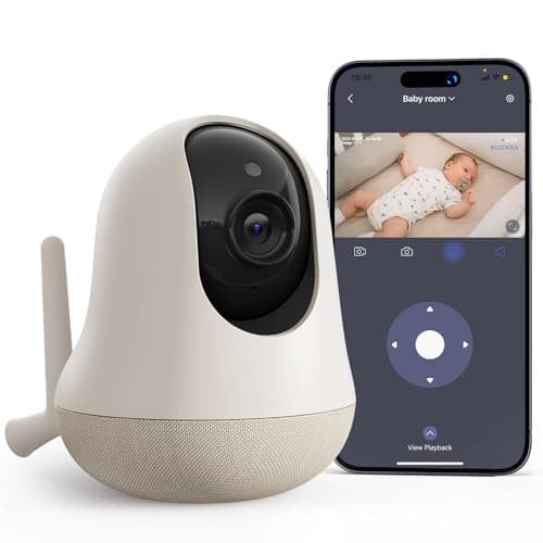 nooie 2K Smart WiFi Baby Monitor with Camera and Audio, Smartphone App Control, Temperature Sensor, Motion & Cry Detection, IR Night Vision, 2-Way Talk, Cloud & SD Card Storage, Ideal for New Moms