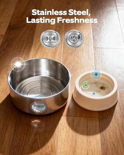 Wireless Cat Water Fountain Cordless: Stainless Steel Cat Fountains for Drinking - 88oz/2.6L Battery Operated Pet Water Fountain Indoor with Motion Sensor - Rechargeable Automatic Water Dispenser 6