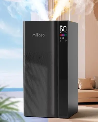 Mifasol Humidifier Large Room Home Bedroom, 5.3Gal/20L Warm and Cool Mist Humidifiers, Quickly & Evenly Humidify Larger Areas,Dual Mist Nozzles and Atomizers, Plant/Commercial/Greenhouse/Office, Black