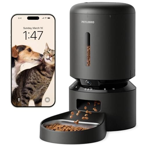 PETLIBRO Automatic Cat Feeder with Camera, 1080P HD Video with Night Vision, 5G WiFi Pet Feeder with 2-Way Audio, Low Food & Blockage Sensor, Motion & Sound Alerts for Cat & Dog Single Tray