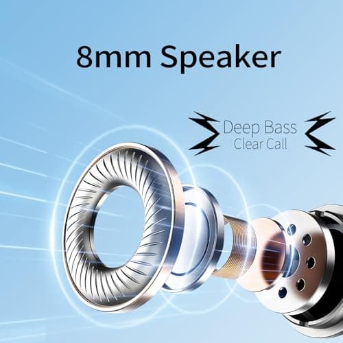 Redpepper Wireless Earbuds in-Ear Headphones Bluetooth 5.3 with Built-in Mics Deep Bass Clear Call Ultralight Headsets Up to 60H Play Time for Studying Workout Gaming Blue 6