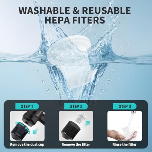 Handheld Mini Car Vacuum, 10000PA Cordless Portable Vacuum with 2000mAh Battery, 3 in 1 small Vacuum Cleaner & Air Duster with Type-C Charging, Compact & Lightweight for Car, Home, Kitchen (Black) 6