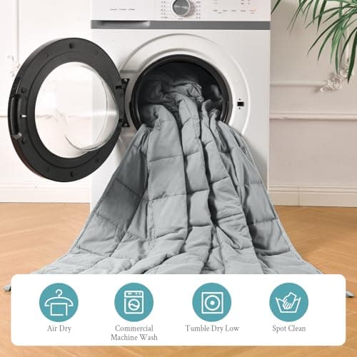 Topblan Weighted Blanket for Adults 12lbs, Soft Cooling Breathable Weighted Throw for Sleeping, Washable Heavy Blanket with Glass Beads for Winter, Sofa Bed, 48"x72" Twin Size, Grey 6