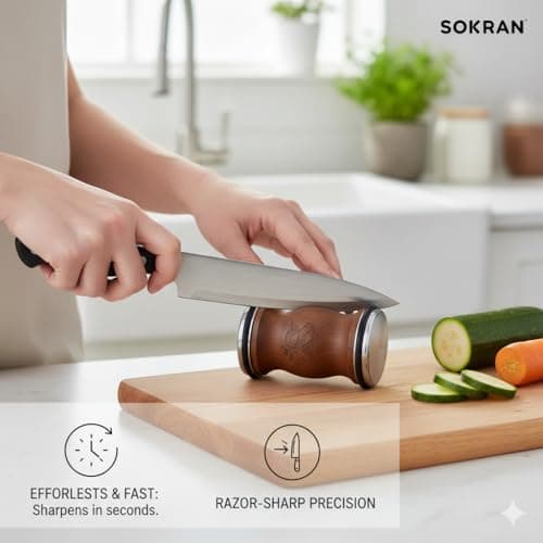 Rolling Knife Sharpener- Diamond Knife Sharpening Kit- Professional Magnetic Sharpening System- Circular Knife Sharpener Roller with Fixed Angle Support 12° 15° 2° 25° 5