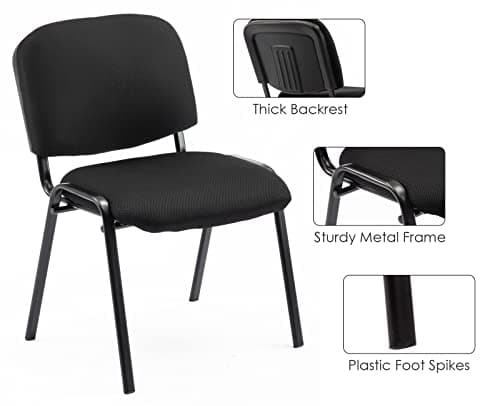 Shunzhi Stackable Waiting Room Chairs Set of 10, Black Mesh Conference Lobby Chairs No Wheel, Padded Stationary Office Reception Guest Chair for Breakroom/Clinic/Church/School/Meeting/Desk 7