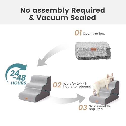 Gardner Pet Dog Stairs for Small Dogs 19.7" H, Curved 4-Step Pet Stairs, Dog Steps for High Bed (18-24 in), Couch with Durable Non-Slip Waterproof Fabric Cover and CertiPUR-US Certified Foam 6