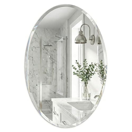 Pocetry 24"x36" Large Oval Bathroom Mirror for Wall, Frameless Beveled Vanity Mirror with Solid Backing, HD Glass Mirror for Double Vanity, Master Bath & Bedroom, 2-Way Hang