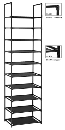 FIDUCIAL HOME 10 Tiers Shoe Rack 20-25 Pairs Sturdy Shoe Shelf 6