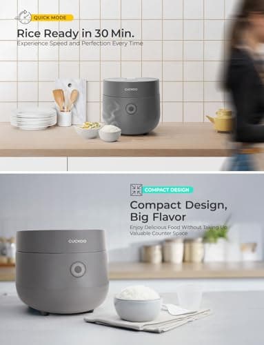 CUCKOO Micom Rice Cooker 3-Cup Uncooked / 6-Cup Cooked with Nonstick Inner Pot, Small Rice Maker with 8 Menu Options, Fuzzy Logic Technology, Auto Clean, Quick Rice Mode, Gray (CR-0375FG) 6