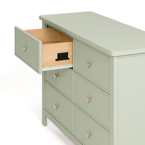 Graco Sasha 6 Drawer Dresser (Sage) – GREENGUARD Gold Certified, Wood Storage for Nursery or Kids’ Room, Safe Interlocking Drawer System & Easy Assembly with Pre-Installed Tracks 9