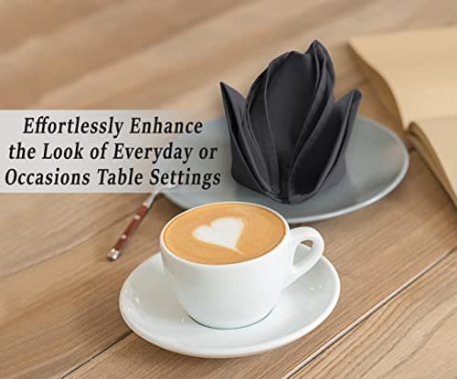 Ruvanti Cloth Napkins Set of 12, 18x18 Inches Napkins Cloth Washable, Soft, Durable, Absorbent, Cotton Blend. Table Dinner Napkins Cloth for Hotel, Lunch, Restaurant, Weddings, Parties - Dark Grey 8