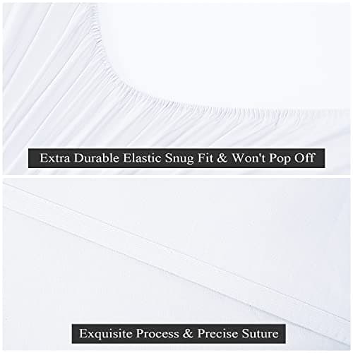 2-Pack Pure Cotton Twin XL Fitted Sheet for Adjustable Bed Split King, 600 TC 16" Deep Pocket Egyptian Cotton Fitted Sheet (2pcs, Twin XL, White) 7