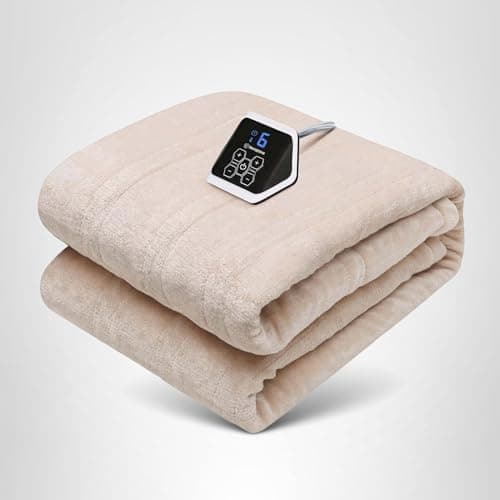 Westinghouse Heated Blanket, Electric Throw Blanket with 10 Heating Levels, 12 Hours Auto Off, Overheat Protection, Machine Washable, Flannel (Twin, 62x84 Inches, Beige) 9