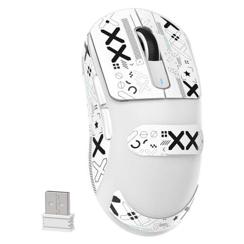 MAMBASNAKE Attack Shark X3 Wireless Gaming Mouse, 49g Ultralight, PixArt PAW3395 26000 DPI, Bluetooth/2.4Ghz /Wired Tri-Mode, 200Hrs Rechargeable Battery, Kailh GM8.0 Switch for PC/MAC/Win-White&Tape