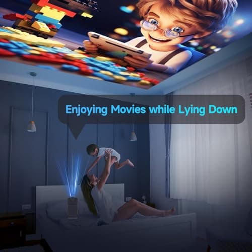 Mini Projector Portable with Android 11, Smart Projector Full HD 4K Support, Outdoor Projector WiFi6 BT5.0 and Bluetooth 300ANSI 12000Lumens, 180°Rotatable Projector for Phone/Laptop/TV Stick 7