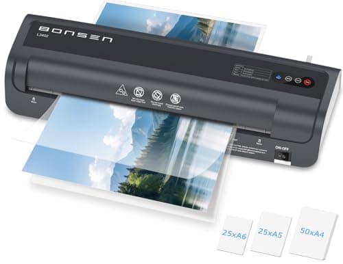 Laminator Machine, Bonsen 13 Inch Wide Thermal Laminator with Never Jam Technology, A3 Laminating Machine with 100 Laminating Sheets for School, Office and Home, Black (L3402)