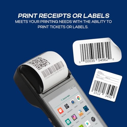 POS PDA Receipt Printer 58mm High Speed Thermal Printer with Android 8.1 5.0’’ Touch Screen. Handheld Mobil Point of Sale Tablet. Scan 1D/2D/QR barcodes. Support 3G and 2G. 3GB Ram + 8GB ROM. 6