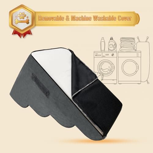 PAWSCRAT Dog Stairs 4 Steps, 19.6 inch High, Curved Steps and Small Step Angle Protect Your Pet's Joints, Beige 4-Step (Gery, 4-Step, 4.0) 7