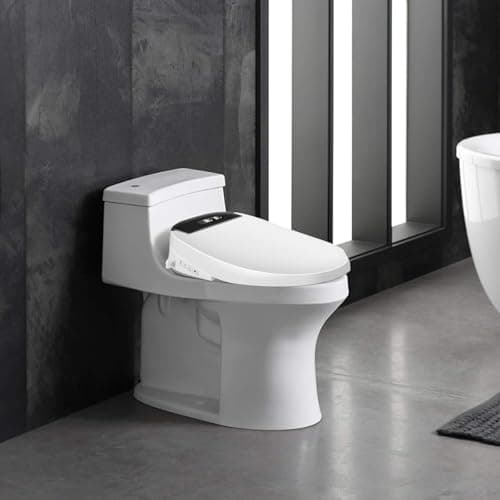 EavAire Electric Smart Toilet Seat Bidet with Slow Close Lid Cover, Instant Heated Seat, LCD, Adjustable Water Pressure & Temperature, Dual Positions, Self-Cleaning Nozzle, Night Light- Round 6