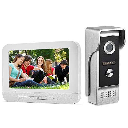 AMOCAM Video Intercom System, 7 Inche Monitor Wired Video Door Doorbell Kit, Outdoor IR Camera Door Intercom, Support Monitoring, 2-Way Audio Unlocking for Home