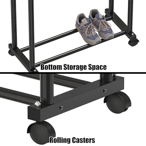 Simple Houseware Double Rod Portable Clothing Hanging Garment Rack 5